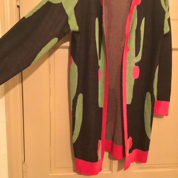 Lucky & Blessed Pink and Green Cactus Sweater Cardigan - Picture 3 of 5